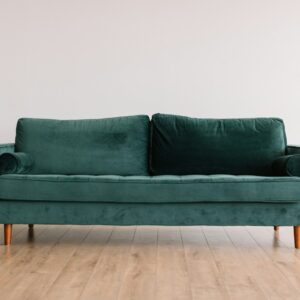 green fabric sofa